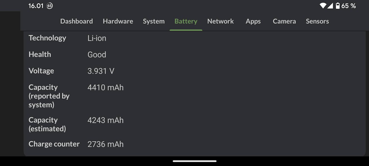 DevCheck Kontrollera mobiltelefonens batteri med Devcheck